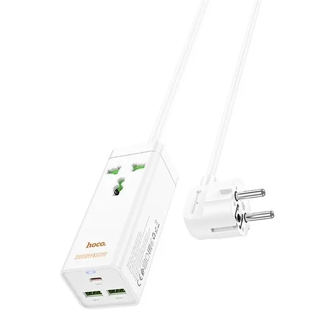 Фильтр-удлинитель Hoco AC9A Talent desktop charger (1 х розетка 2 х USB 1 х Type-C)  30W 10A - фото 2