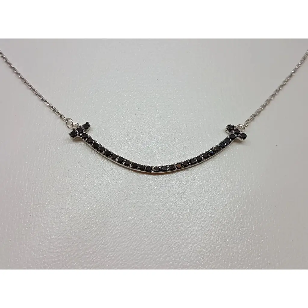 Срібне кольє Qvaliz з фіанітами. 908-01011 Чорний - фото 2