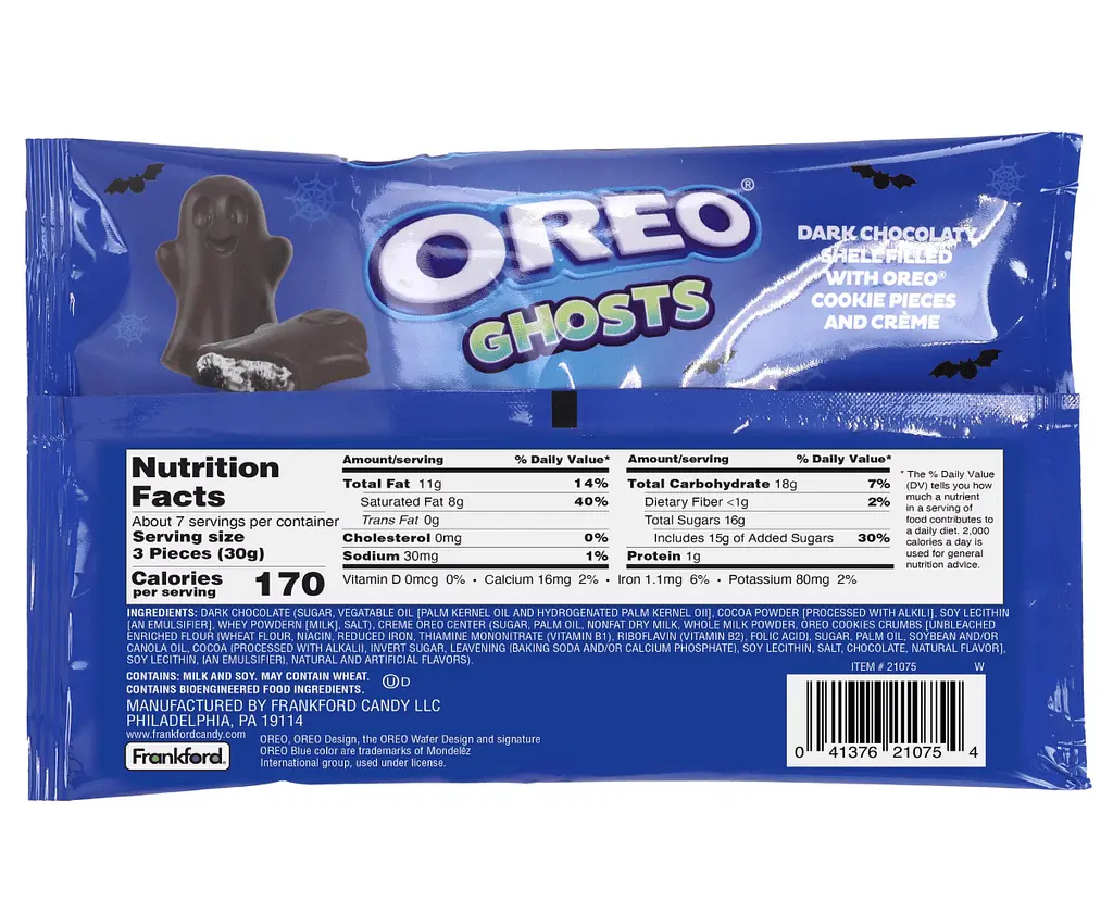 Шоколадні цукерки Frankford Oreo Dark Chocolate Halloween Ghosts 198г - фото 6