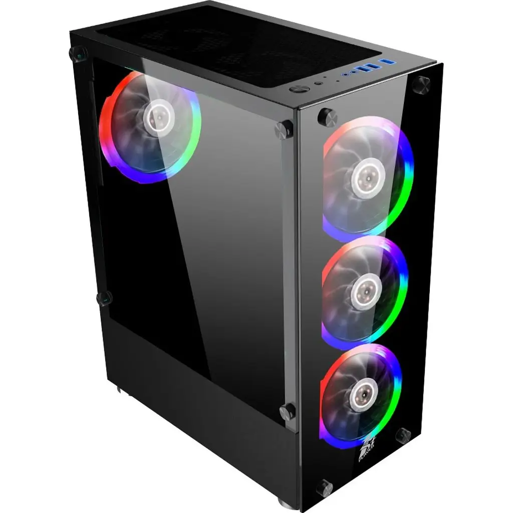 Корпус 1stPlayer V2-A-BK-4F1 Black [149294] - фото 2