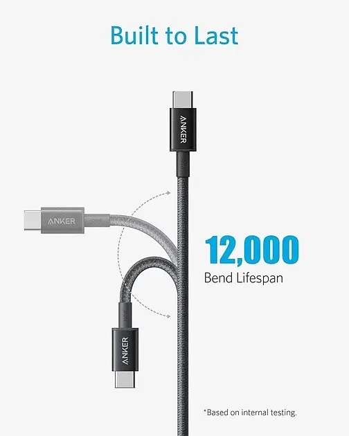Кабель Anker Nylon А8758 Type-C - Type-C (USB-C - USB-C) 100W 3 метри - фото 3
