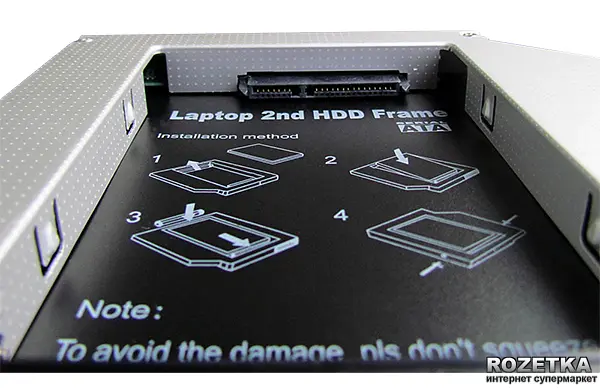 Адаптер Grand-X підключення HDD/SSD 2.5'' у відсік приводу ноутбука SATA/SATA3 Slim 9,5mm (HDC-24) - фото 3