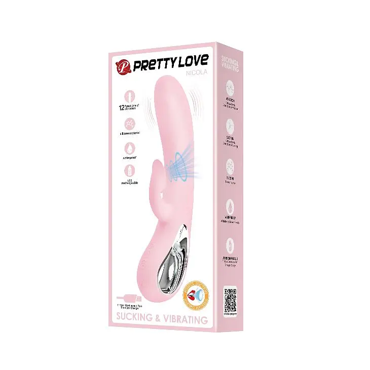 Вібратор-кролик Pretty Love Romance з вакуумним відростком, 20 см фуксія - фото 7
