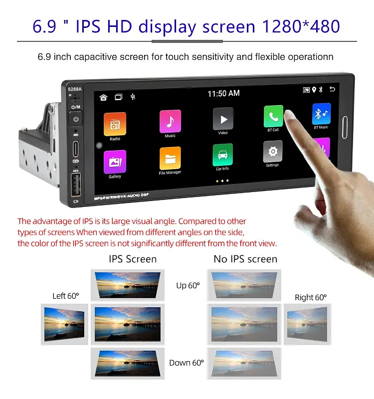 Автомагнитола Android 1 DIN сенсорная XPRO 6288-А (41982-6288-А_2072) - фото 2