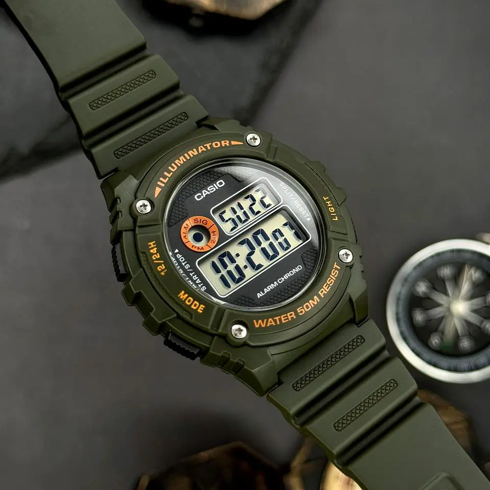 Чоловічий годинник Casio W-216H-3B Темно-Зелений ( AT1141-0120 ) - фото 3