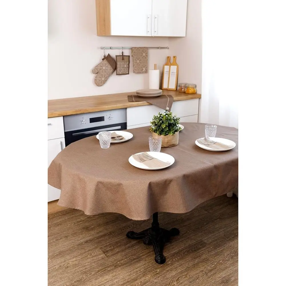 Скатертина Прованс Кориця овальна 133х240 см коричнева (41207) - фото 4