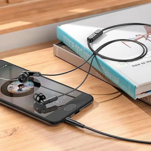 Проводные наушники Hoco M121 Bright universal earphones with microphone, 3.5mm, 1.2m, black - фото 6