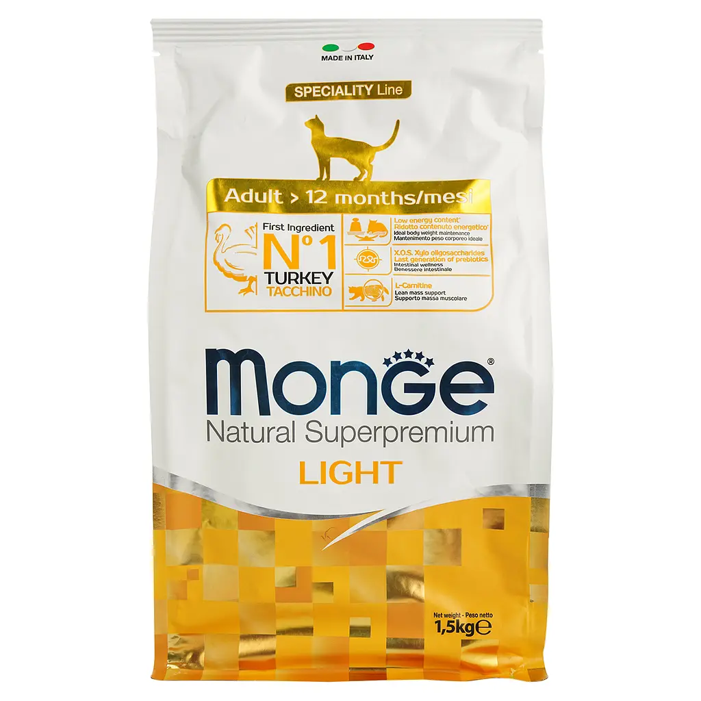 Сухой корм Monge Cаt Light с индейкою, 1,5 кг (70005548) - фото 2