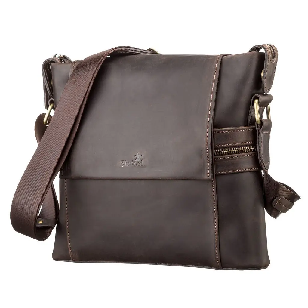 Сумка чоловіча SHVIGEL 11097 шкіряна коричнева