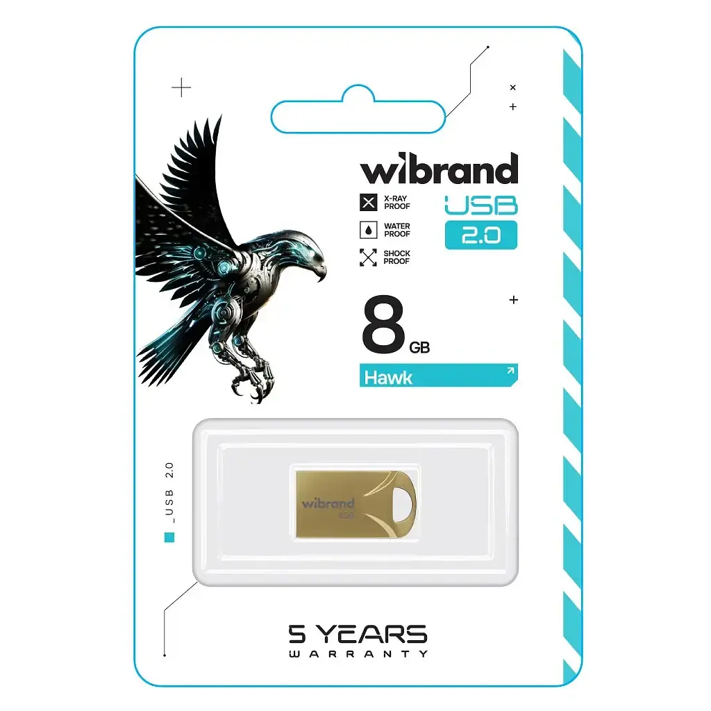 USB-флешнакопичувач Wibrand 8GB Hawk золотистий USB 2.0 (WI2.0/HA8M1G) - фото 2