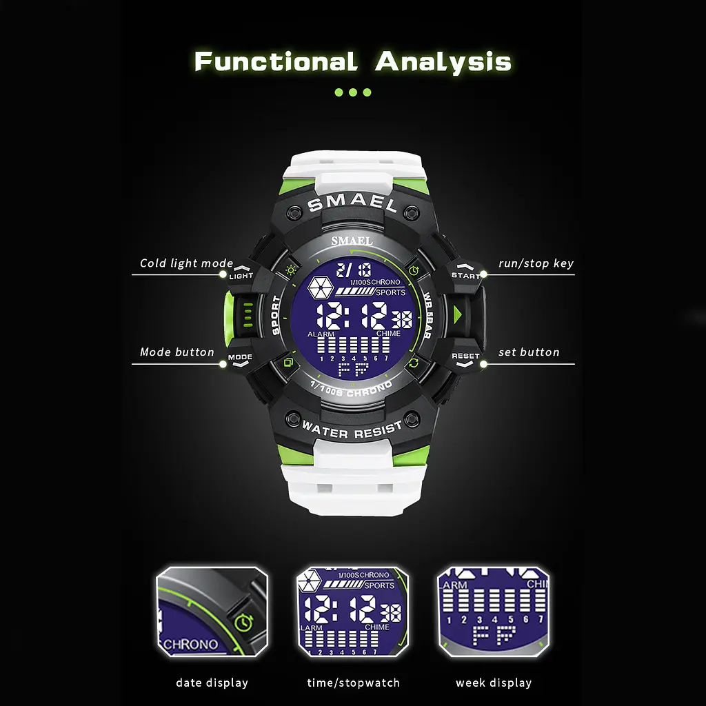 Наручний годинник чоловічий Smael 8050 Black (15198) - фото 3