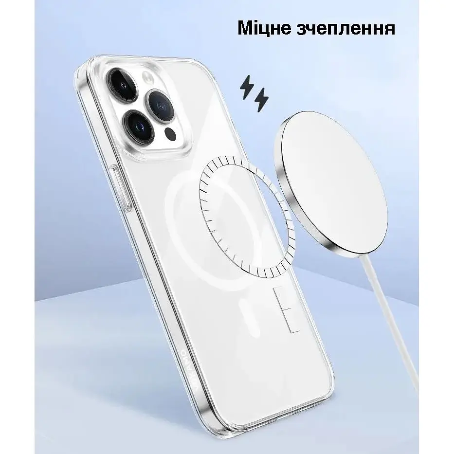 Чохол Vokamo для iPhone 15 Pro захисний з магнітним кільцем прозорий - фото 4