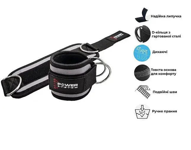 Манжета на лодыжку Power System PS-3460 Ankle Strap Gym Guy Grey (PS_3460_Grey) - фото 3