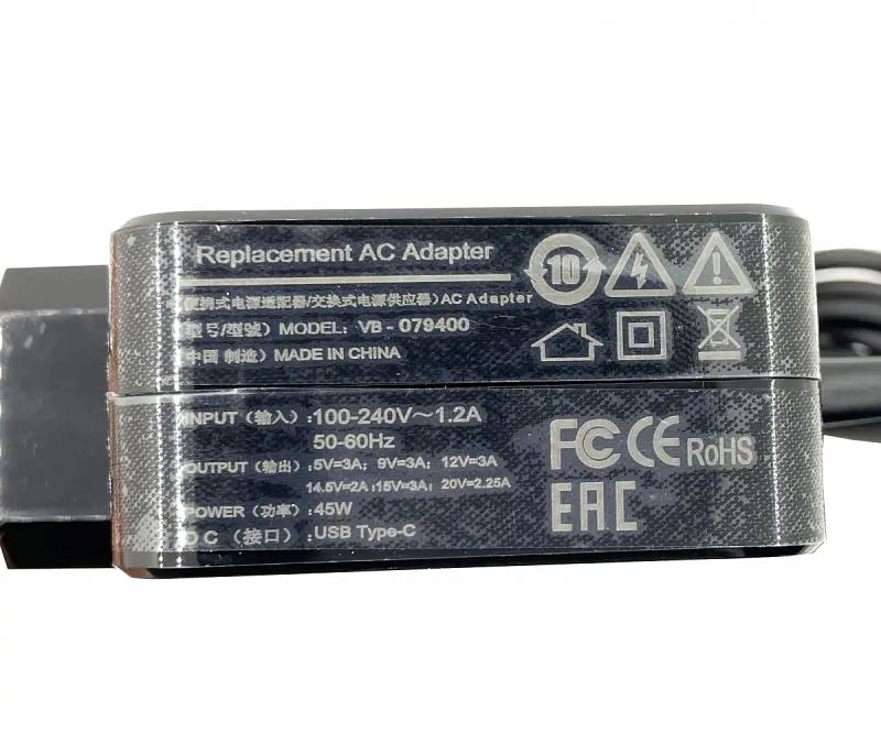 Блок живлення для ноутбука Toshiba 45W 5V 3A /9V 3A/ 15V 3A/20V 2.25A Type-C Аналог - фото 2