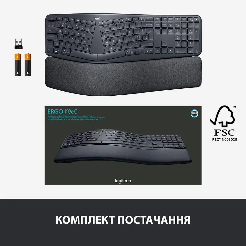 Клавіатура Logitech K860 ERGO Graphite (920-010108) - фото 11