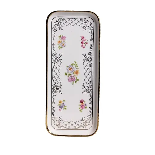 Столовый набор посуды тарелок и чашек 32 предмета на 6 персон Золотой Кант фарфоровый Yiwu TH-32 - фото 6