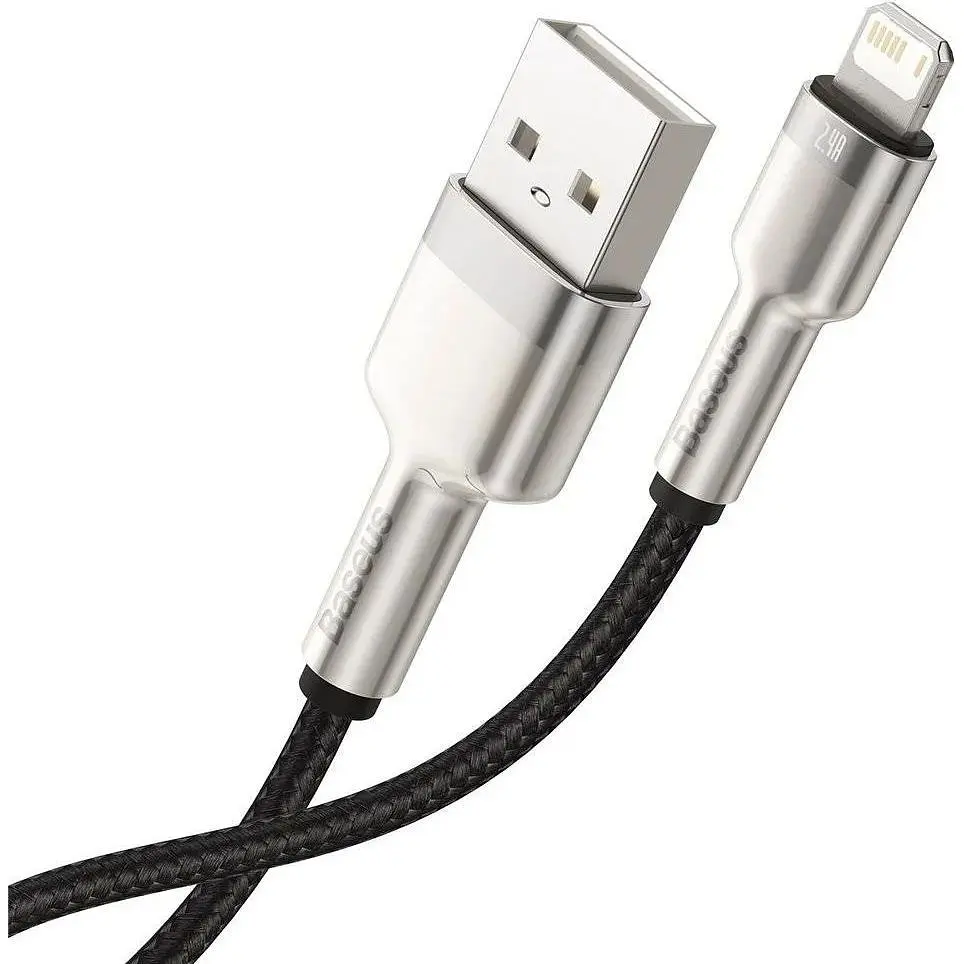 Кабель Baseus Cafule Series Metal Data Cable USB to IP 2.4A 0.25m black (CALJK-01) - фото 3