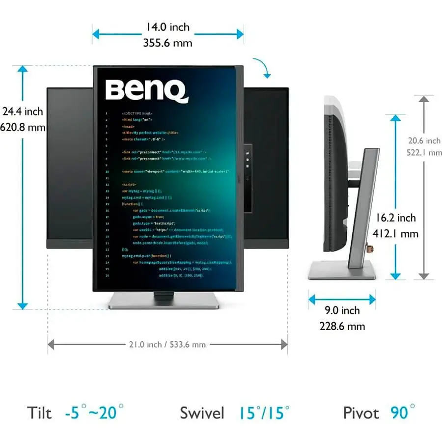 Монітор 28.2" BenQ RD280U UHD IPS 60Hz (9H.LM1LJ.TBE) - фото 7