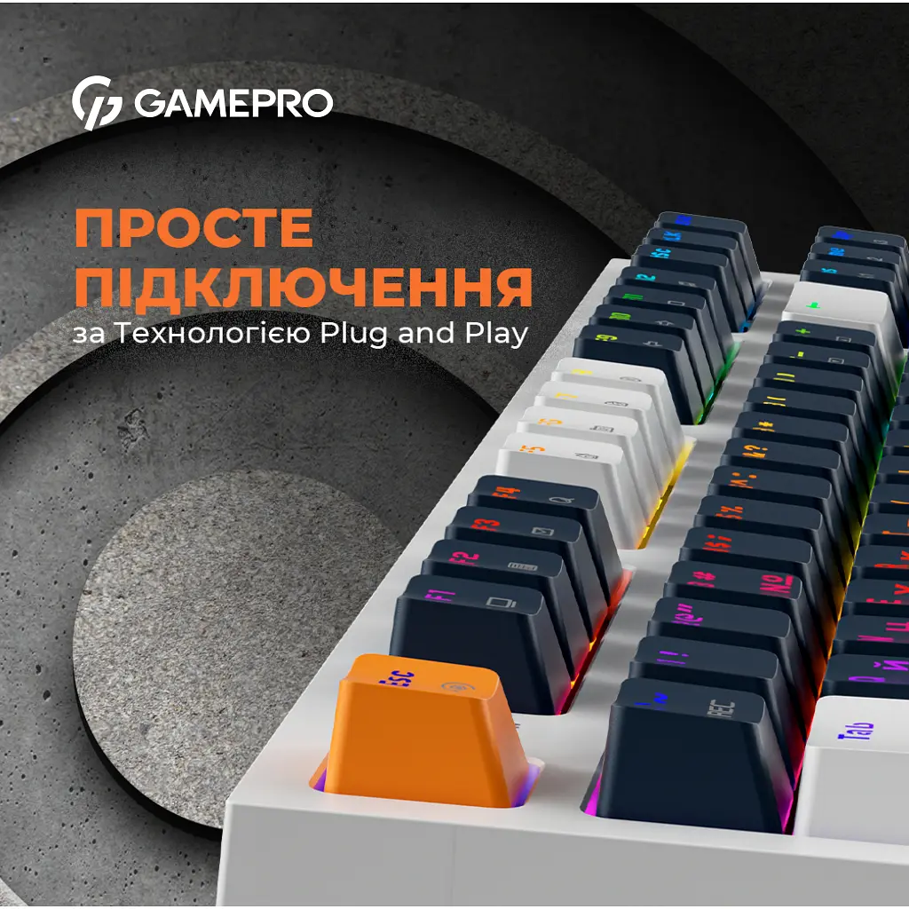 Клавиатура GamePro MK180W Hot-Swap Red Swich RGB USB UA White (MK180W) - фото 11