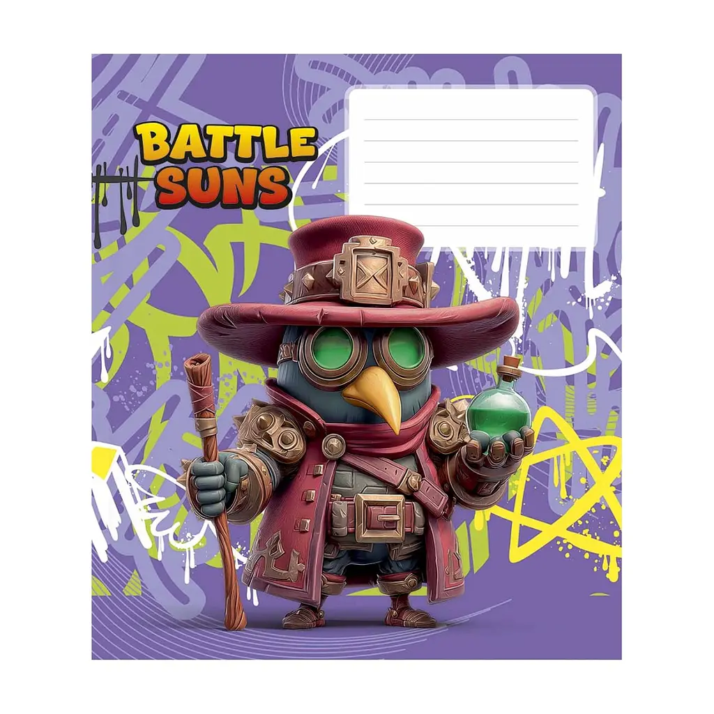 Зошит Школярик Battle Suns 12 аркушів коса лінія (012-3757C), в асортименті - фото 2