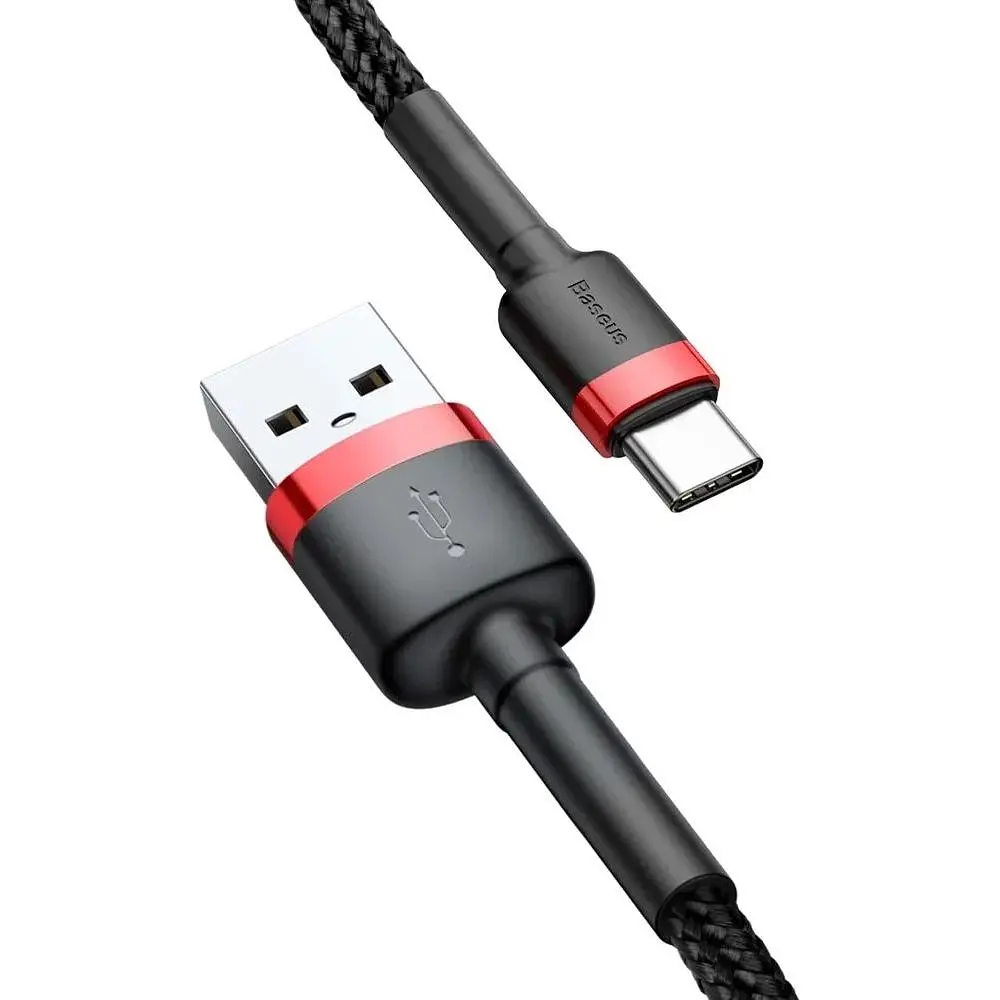 Кабель Baseus Cafule USB для Type-C 3A 1m red black (CATKLF-B91) - фото 3