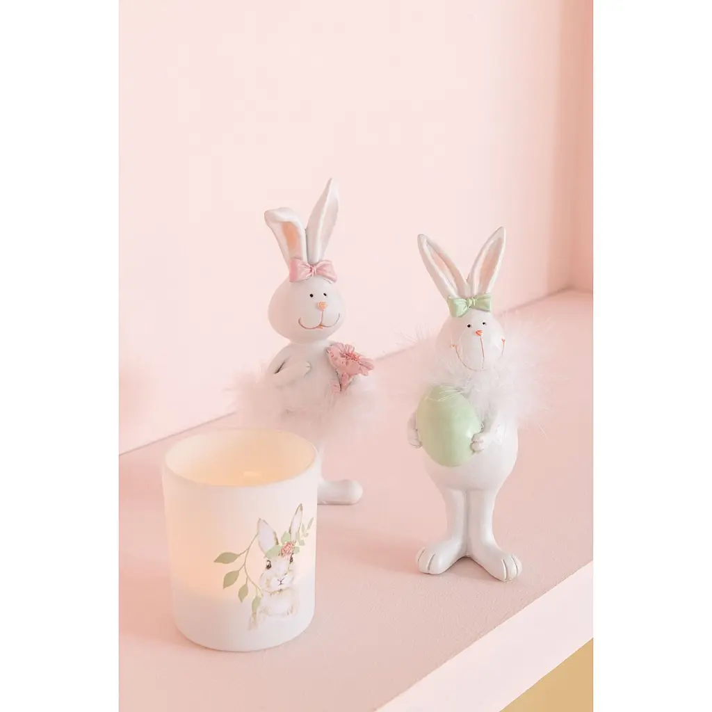 Свічник J-line скляний з зайчиком 8 см білий (33368) - фото 3