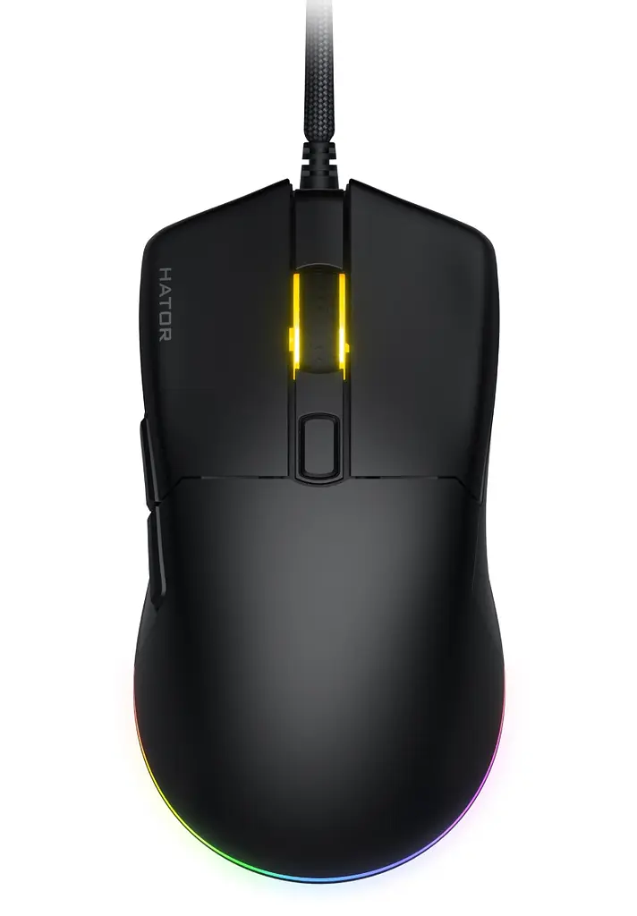 Мышь Hator Pulsar 3, Black, USB, оптическая (сенсор PixArt PMW 3311), до 12000 dpi, 35G, RGB подсветка, переключатели Hator Optical 100M/Kailh 3M, 1.8 м (HTM610)