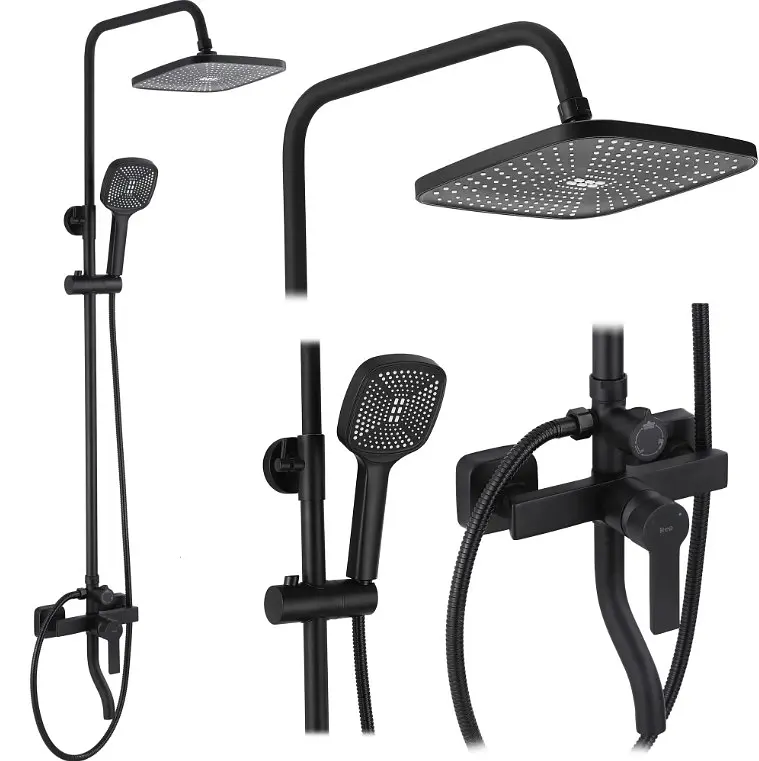 Душевая система Rea Argus black с изливом REA-P2389, Черный матовый - фото 4