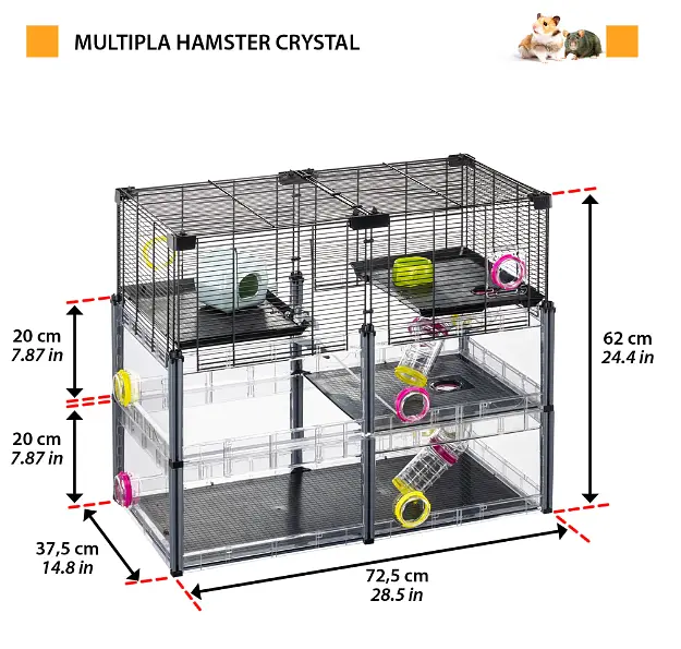 Модульна клітка для хом'яків та мишей Ferplast Multipla Hamster Crystal з аксесуарами чорна 72.5x37.5x62 см 57007617 - фото 2