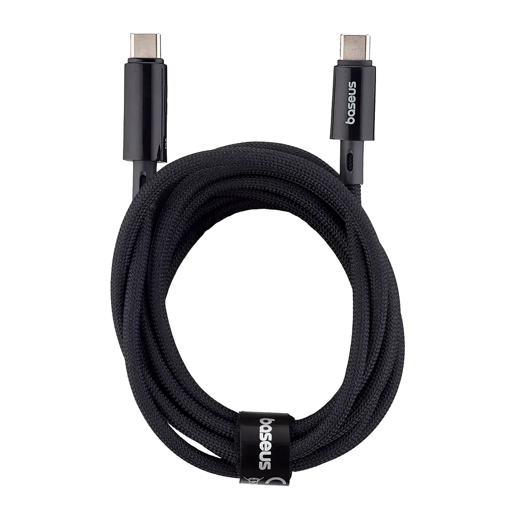 Кабель Baseus Lit Button-Control Fast Charging Data Cable USB-C to USB-C 100W 2m Black - фото 3