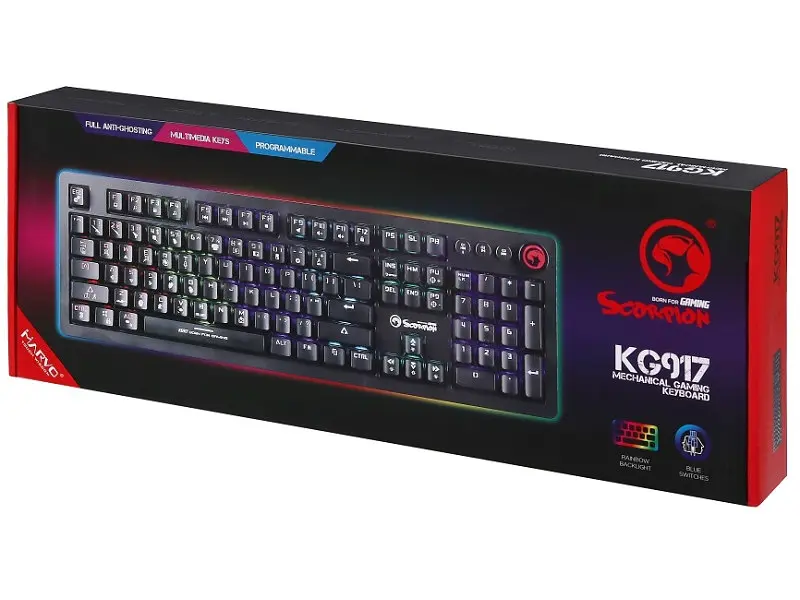 Клавіатура Marvo KG917 Multi-LED Mechanical Blue Switch USB - фото 6