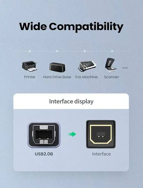 Переходник UGREEN US382 USB C на USB B Printer Adapter для принтера, жесткого диска, док станции, факса Grey - фото 3