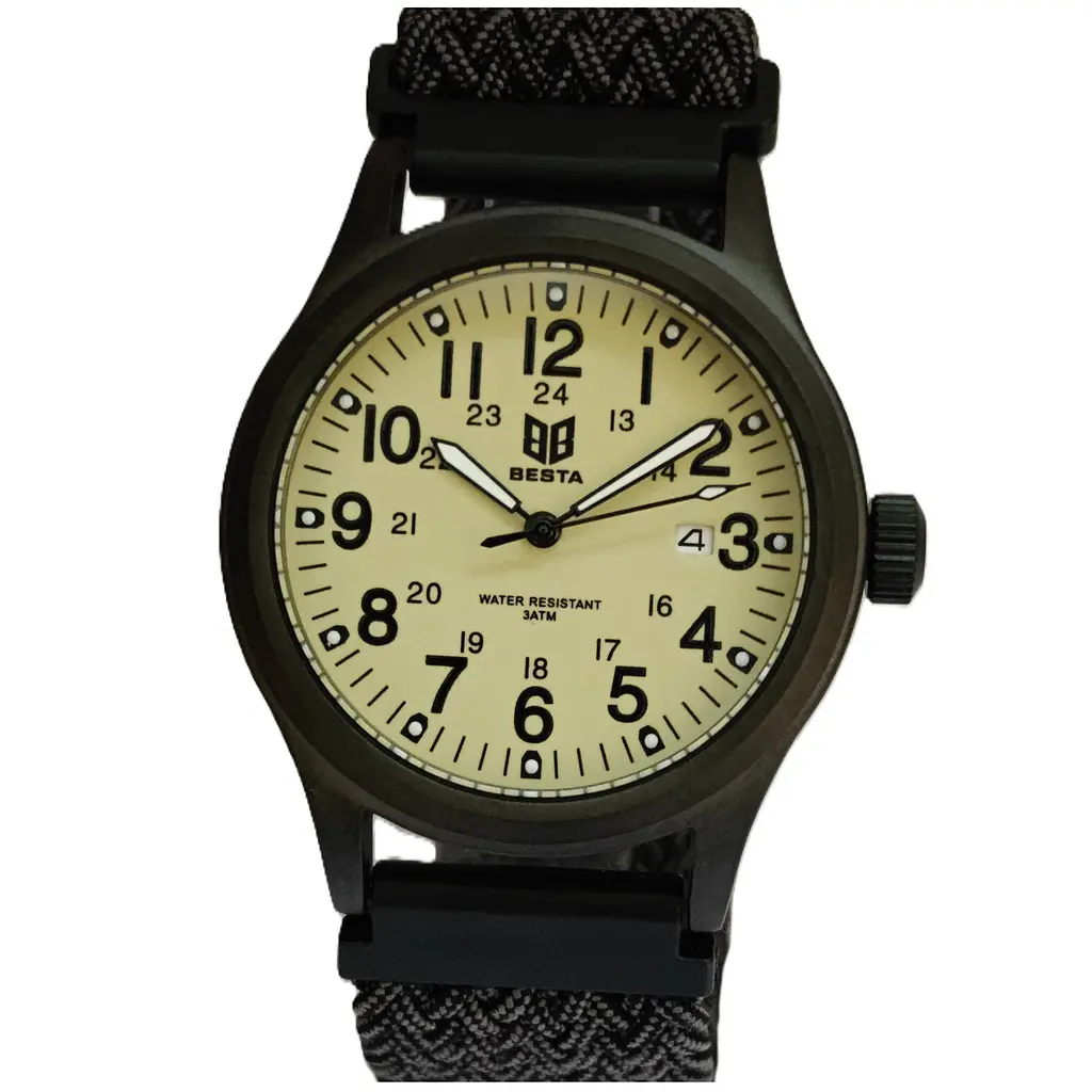 Наручний годинник чоловічий BESTA Command Green Nylon 2 ремінці Чорний (3621) - фото 2