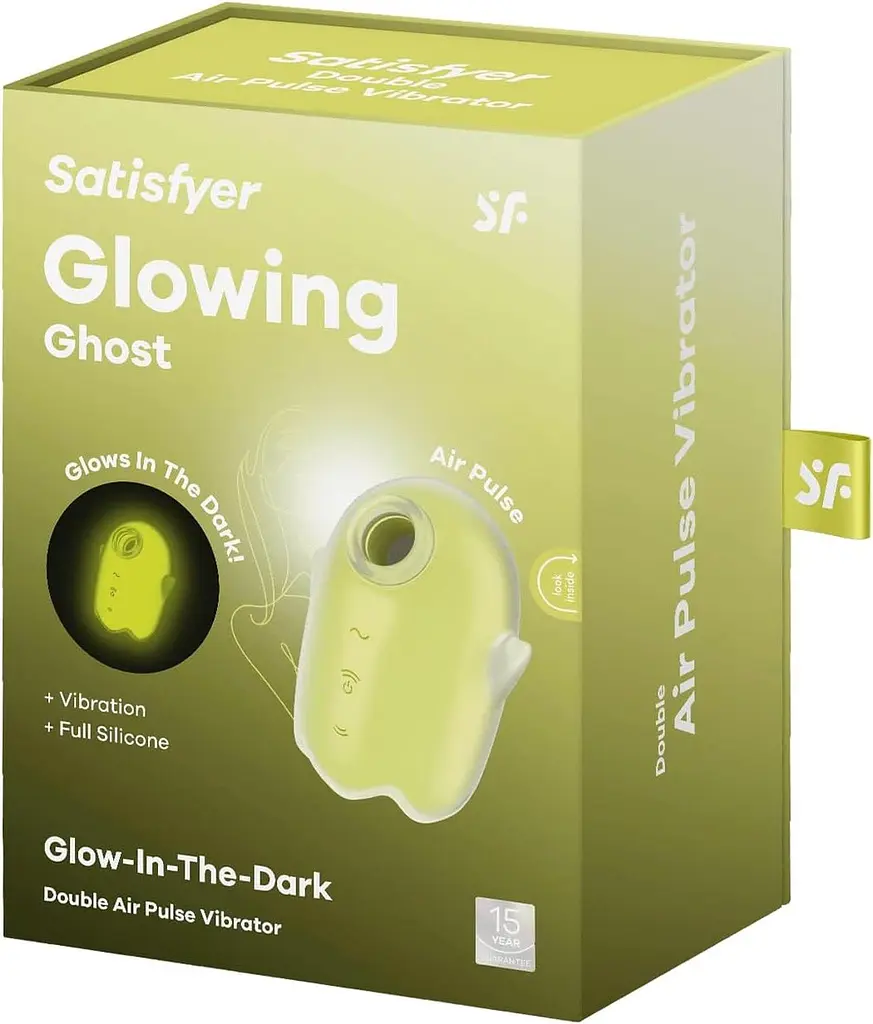 Вакуумний кліторальний стимулятор з вібрацією Satisfyer Glowing Ghost жовтий - фото 9