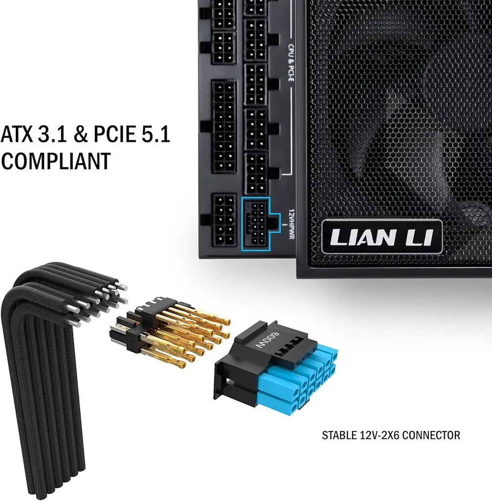 Блок живлення Lian Li EDGE1000, 80 Plus Platinum, Чорний, EU Cord (G9P.EG1000.BE00.EU) - фото 2