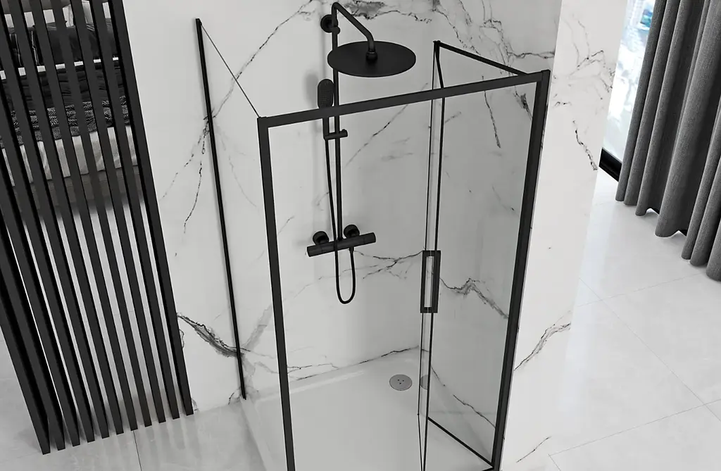 Душова кабіна Rea Rapid Fold 90x80 black REA-K6422 + REA-K6418, Чорний матовий, Універсальна, прозрачний, Чорний матовий - фото 2
