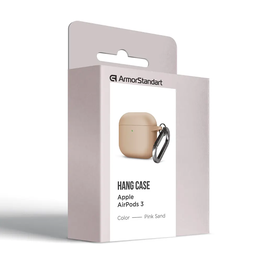 Силіконовий чохол для навушників Apple AirPods 3, Hang Case, пудровий, ультратонкий захисний кейс товщиною 2 мм, захист від подряпин, пилу та ударів, компактний, з карабіном для кріплення, ArmorStandart (ARM60321) - фото 8
