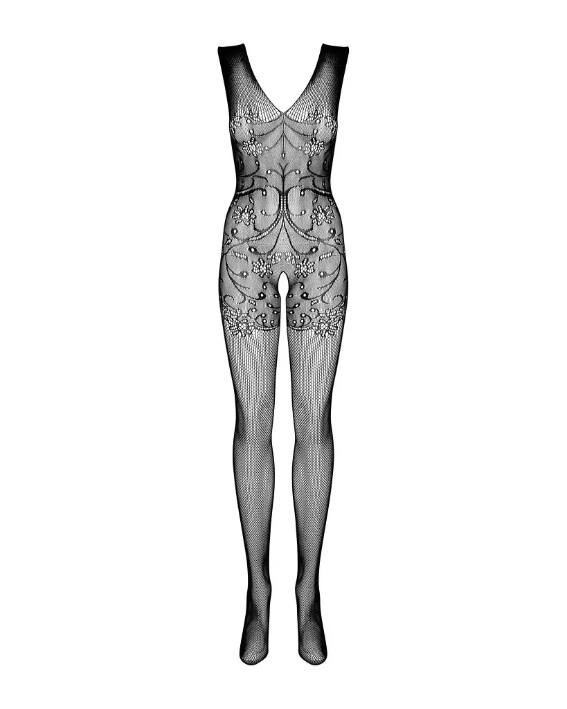 Бодістокінг Obsessive Bodystocking F234 S/M/L, абстрактний малюнок, глибоке декольте - фото 5