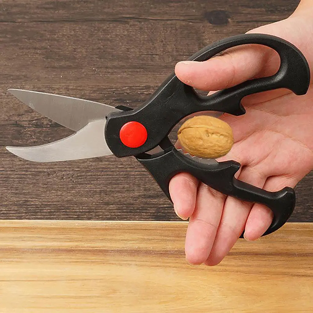 Кухонні ножиці секатор для м'яса птиці та риби з фіксатором 20 см, Kitchen Master Чорний 86484 - фото 7