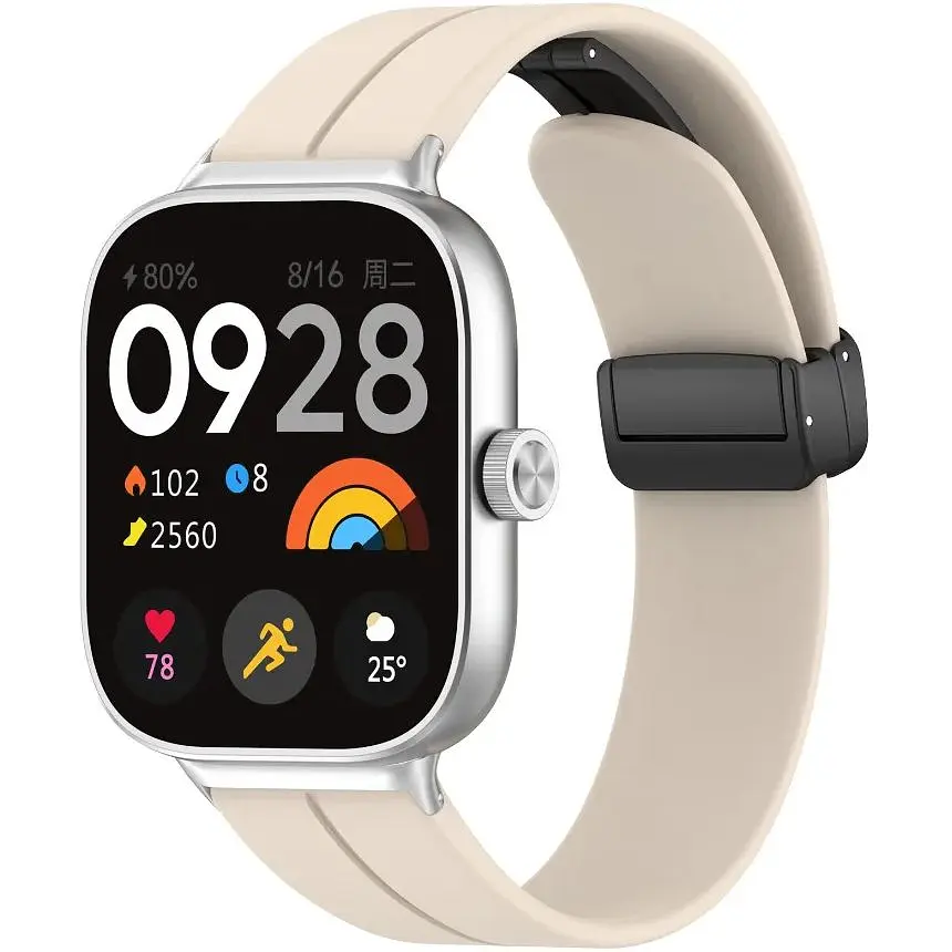 Ремешок DK CDK Silicone Sport Magnetic для Xiaomi Redmi Watch 4 (017766) (ivory / black) - фото 2