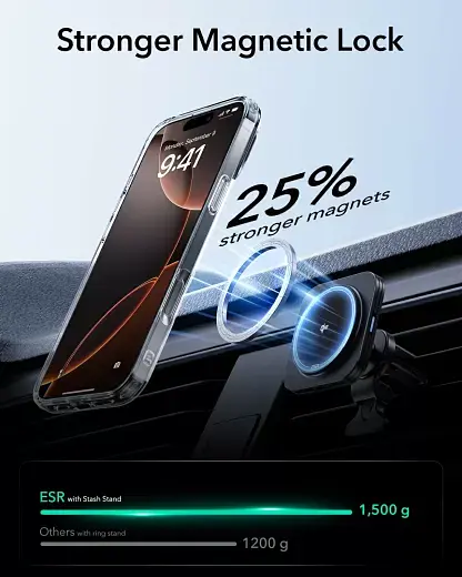Прозрачный чехол с подставкой ESR Classic Hybrid Case with Stash Stand (HaloLock) Clear для iPhone 16 Pro Max (1A7500102) - фото 8
