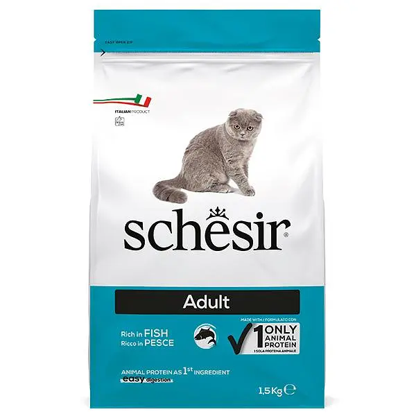 Сухий монопротеїновий корм для котів Schesir Cat Adult Chicken Шезір з рибою 1.5 кг (ШКВР1.5)