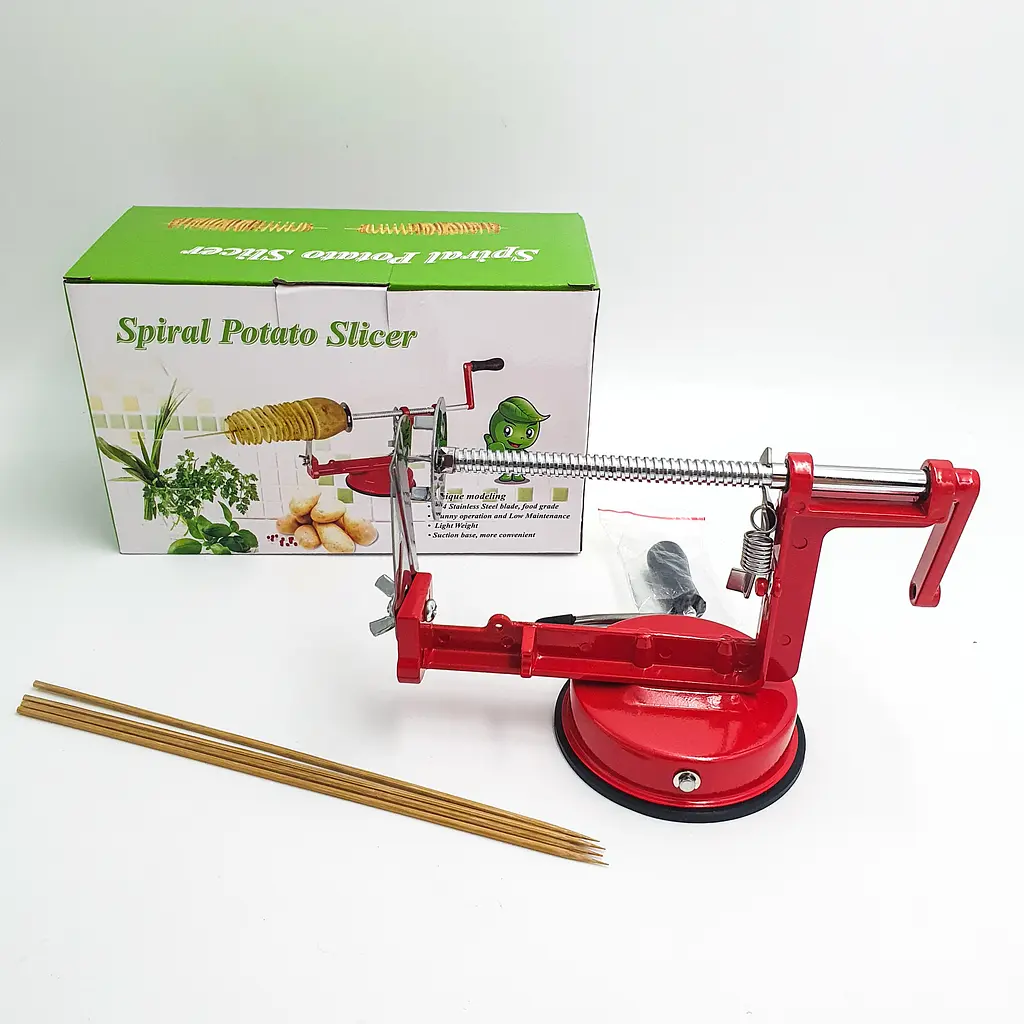 Машинка слайсер для спіральної нарізки картоплі картоплерізка UKC Spiral Potato Slicer червоний - фото 7