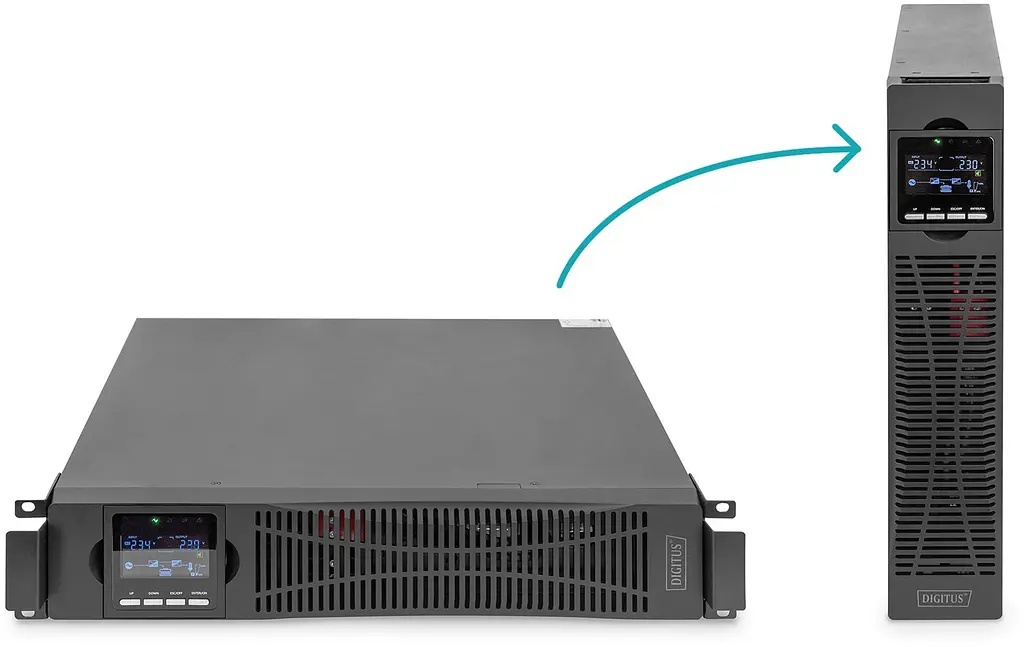 Digitus Джерело безперебійного живлення (ДБЖ) Online, 1000VA/1000W, LCD, 8xC13, RJ45, RS232, USB, Rack/Tower - фото 3