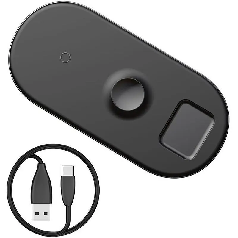 Бездротовий зарядний пристрій Baseus Smart 3 в 1 (Phone + Watch + Pods) 18W WX3IN1-B01 Black - фото 2