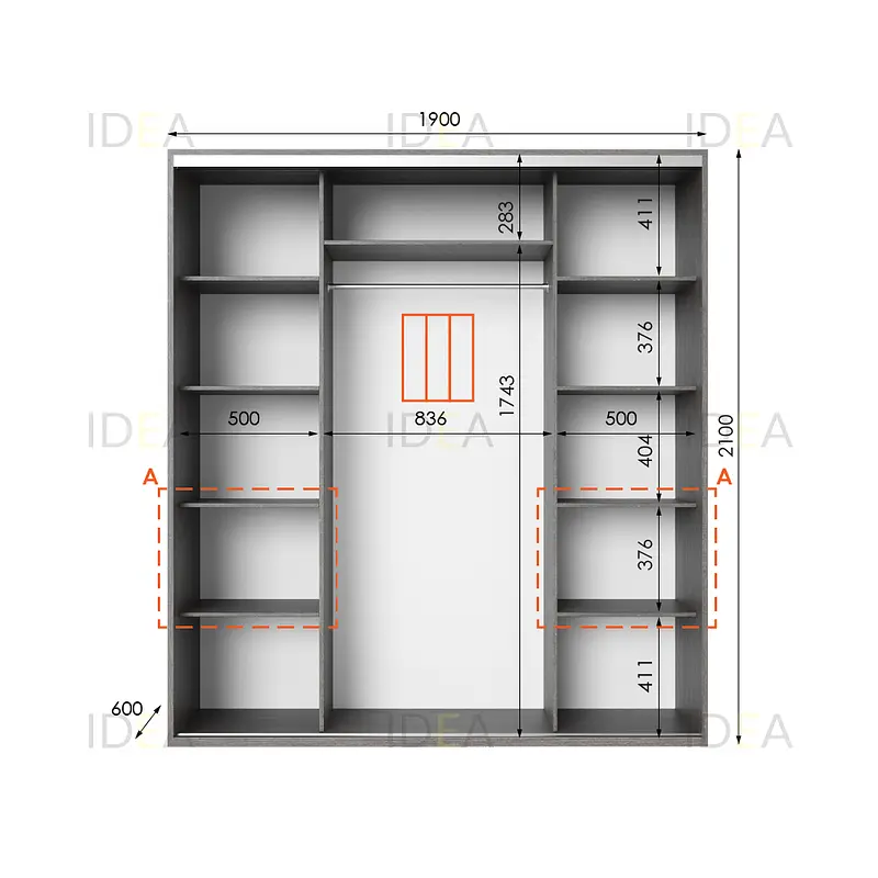 Шафа-купе Idea серія 7 190 x 60 x 210 см Венге темний - фото 2
