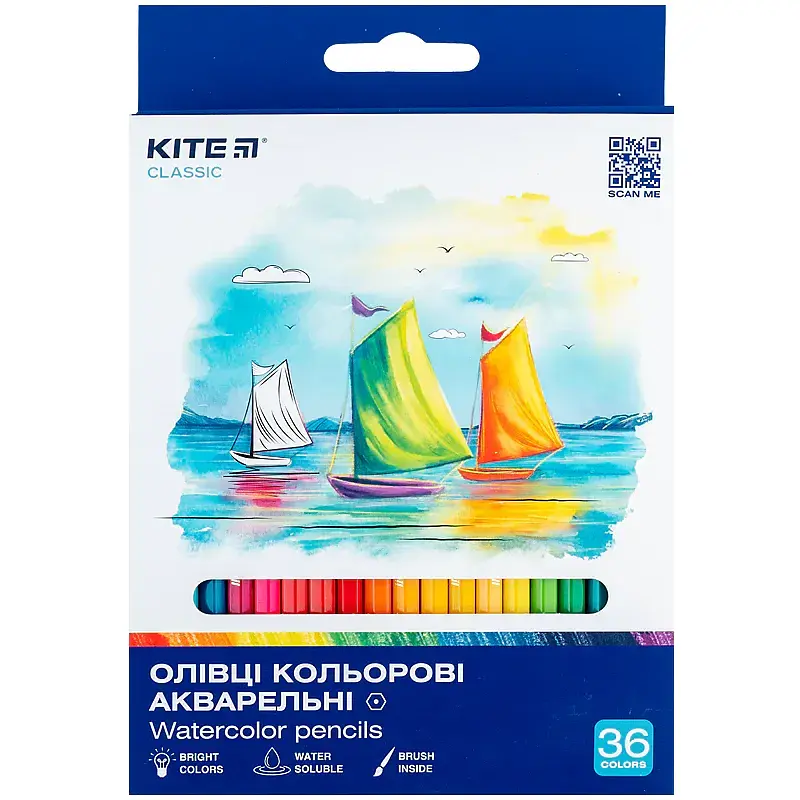 Карандаши цветные акварельные Kite Classic 36 шт. (K-1052) - фото 4
