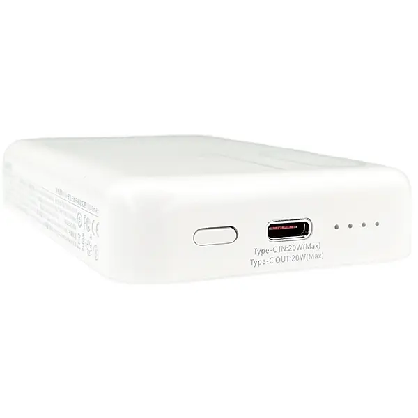 Павербанк Remax RPP-65 / 10000 мАч / до 20 Вт / USB-C + MagSafe / PD + QC / Белый - фото 5