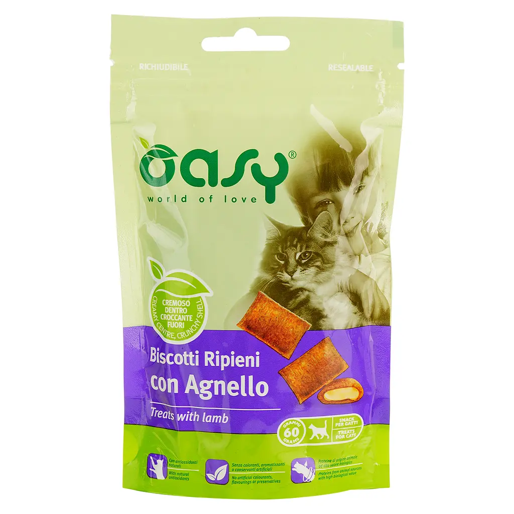 Ласощі для котів Oasy Treats подушечки з ягням 60 г - фото 2
