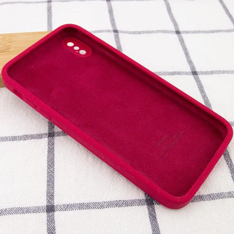 Чохол Silicone Case Square Full Camera Protective (AA) NOLOGO для Apple iPhone X / XS (5.8) Червоний / Rose Red - фото 3
